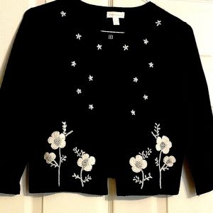Cardigan with embroidered and tiny pearl embellishments